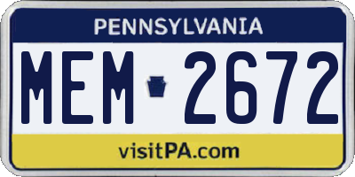 PA license plate MEM2672