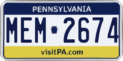 PA license plate MEM2674