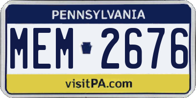 PA license plate MEM2676