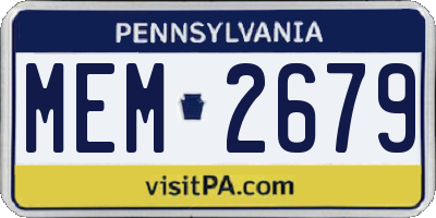 PA license plate MEM2679