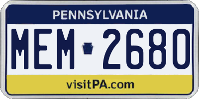 PA license plate MEM2680