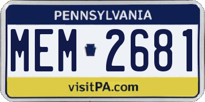 PA license plate MEM2681