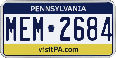 PA license plate MEM2684