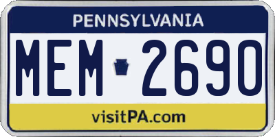 PA license plate MEM2690