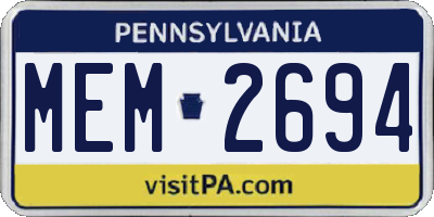 PA license plate MEM2694