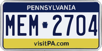 PA license plate MEM2704