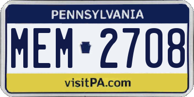 PA license plate MEM2708