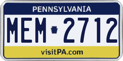 PA license plate MEM2712