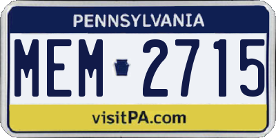 PA license plate MEM2715