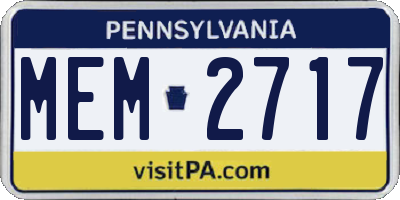 PA license plate MEM2717
