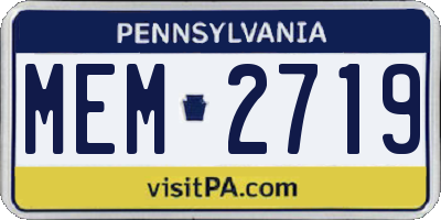PA license plate MEM2719