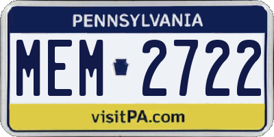 PA license plate MEM2722
