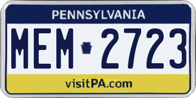 PA license plate MEM2723
