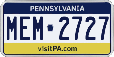 PA license plate MEM2727