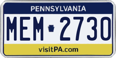 PA license plate MEM2730