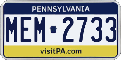 PA license plate MEM2733