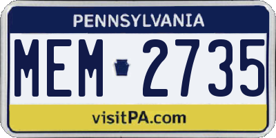 PA license plate MEM2735