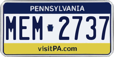 PA license plate MEM2737