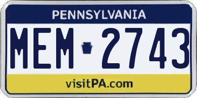 PA license plate MEM2743