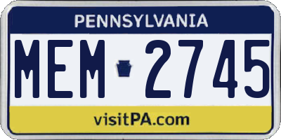 PA license plate MEM2745