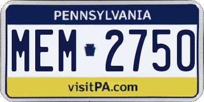 PA license plate MEM2750