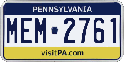 PA license plate MEM2761