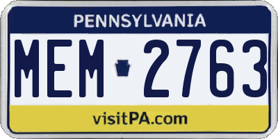 PA license plate MEM2763