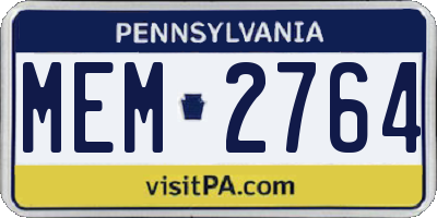 PA license plate MEM2764