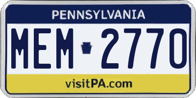 PA license plate MEM2770