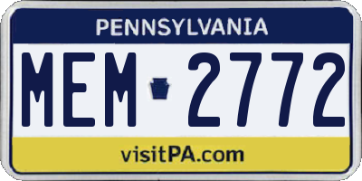 PA license plate MEM2772