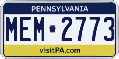 PA license plate MEM2773
