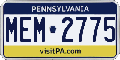PA license plate MEM2775
