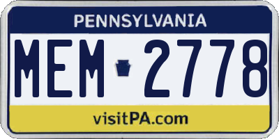 PA license plate MEM2778