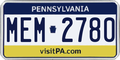 PA license plate MEM2780