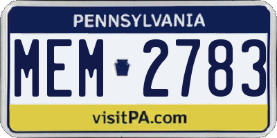 PA license plate MEM2783