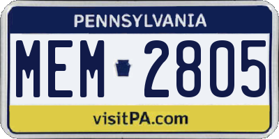PA license plate MEM2805