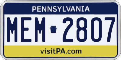 PA license plate MEM2807