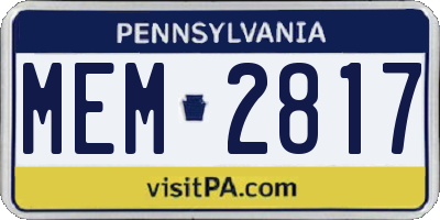 PA license plate MEM2817