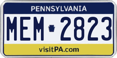 PA license plate MEM2823