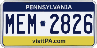 PA license plate MEM2826