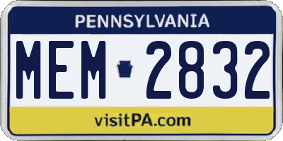 PA license plate MEM2832