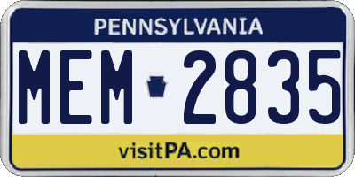 PA license plate MEM2835