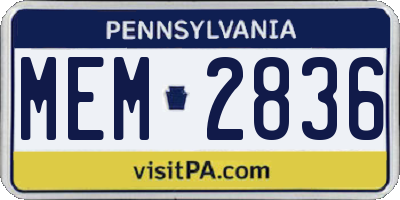 PA license plate MEM2836