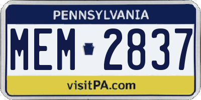 PA license plate MEM2837