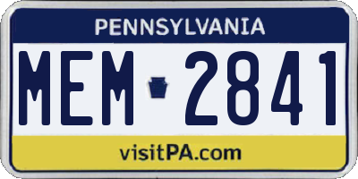 PA license plate MEM2841