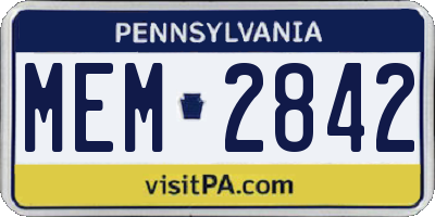 PA license plate MEM2842