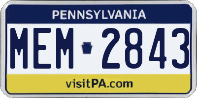 PA license plate MEM2843