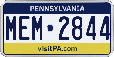 PA license plate MEM2844