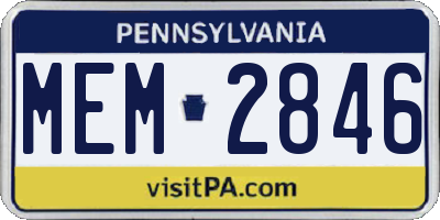 PA license plate MEM2846