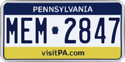 PA license plate MEM2847